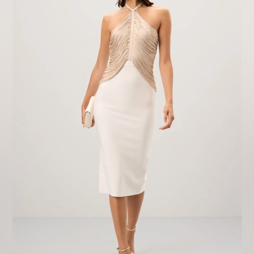 Overlay Halter Minimalist Midi Dress The Addison Herve Leger